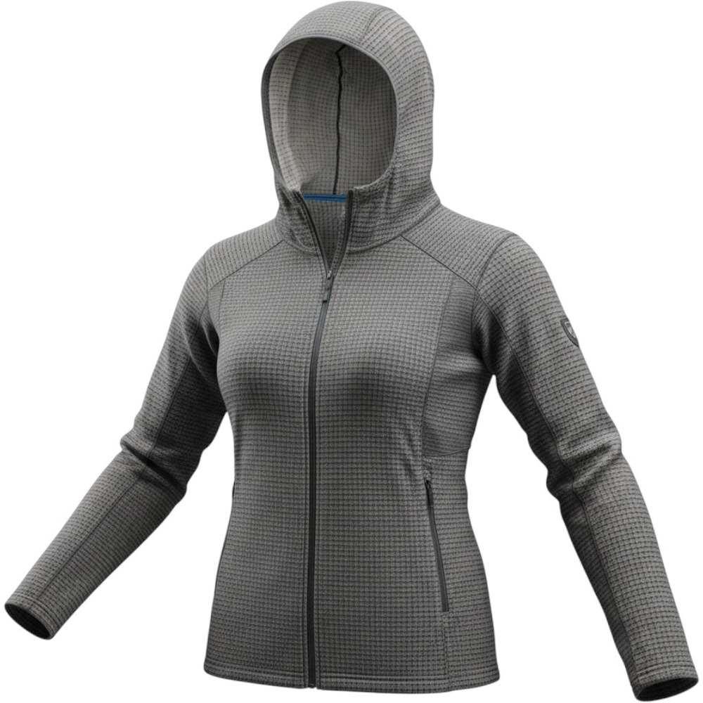 Kuhl Interceptr Hoody Womens XL Charcoal Gray Waffle Fleece Full Zip Jacket